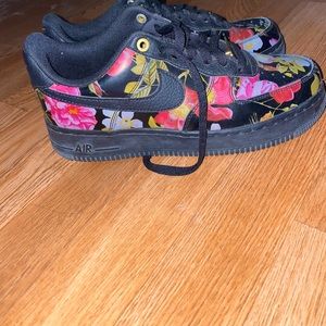 Black Nike airforces with floral print
